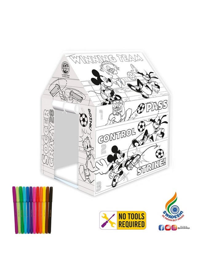 Ratna's My Colouring Hut Disney Marvel Play Tent (36 x 29 x 40 cm) DIY Kit Washable & Re-usable for Kids 3+ Years (Mickey Mouse & Friends)