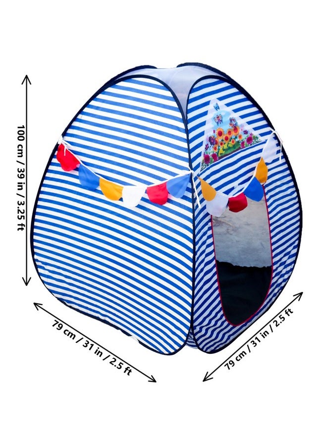 Homecute Igloo Type Foldable Popup Kid's Play Tent House (Small Size Blue-White)