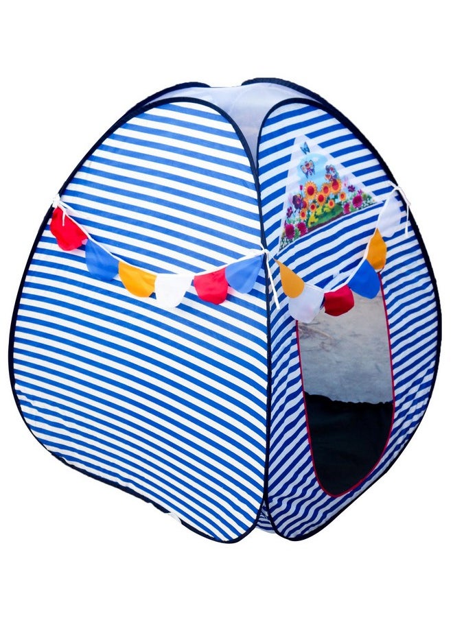 Homecute Igloo Type Foldable Popup Kid's Play Tent House (Small Size Blue-White)