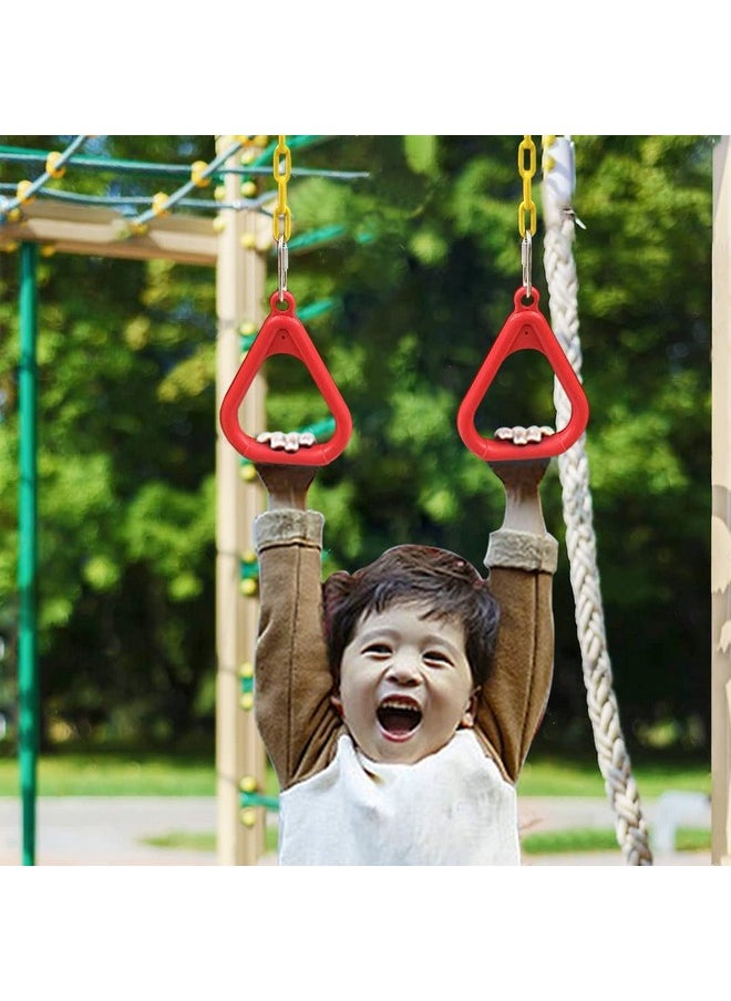 Toy Park Gym Trapeze Ring Set for Kids/Adults Trapeze Bar Flying Pull up Ring Sports Outdoor & Indoor Gym Swing (Red)