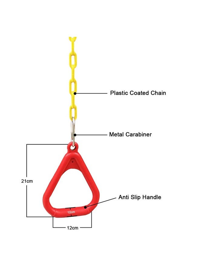 Toy Park Gym Trapeze Ring Set for Kids/Adults Trapeze Bar Flying Pull up Ring Sports Outdoor & Indoor Gym Swing (Red)