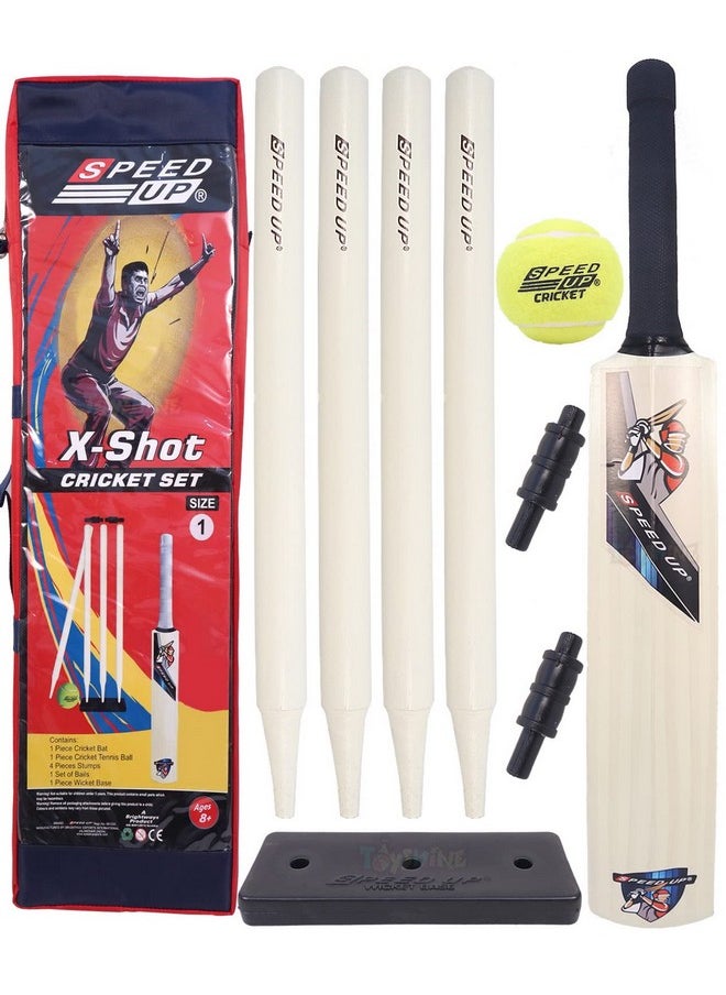 Toyshine Speed Up X-Shot Combo Box Cricket Kit for Kids (Bat Size: 1, 3-6 yrs) Outdoor Sports Toy Gift for Boys Girls Picnic Fun (Carry Bag) - SSTP (Multicolor)