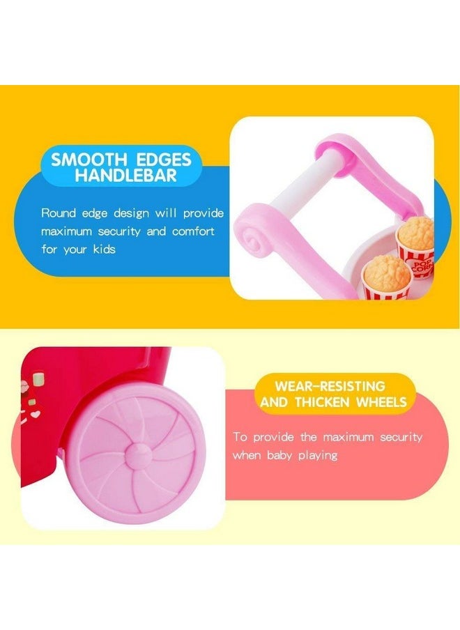 Storio Plastic Ice Cream Sweet Trolley Cart Pretend Play Set with Music and Lights Toys for Girls, Colour May Vary, 39 Accessories