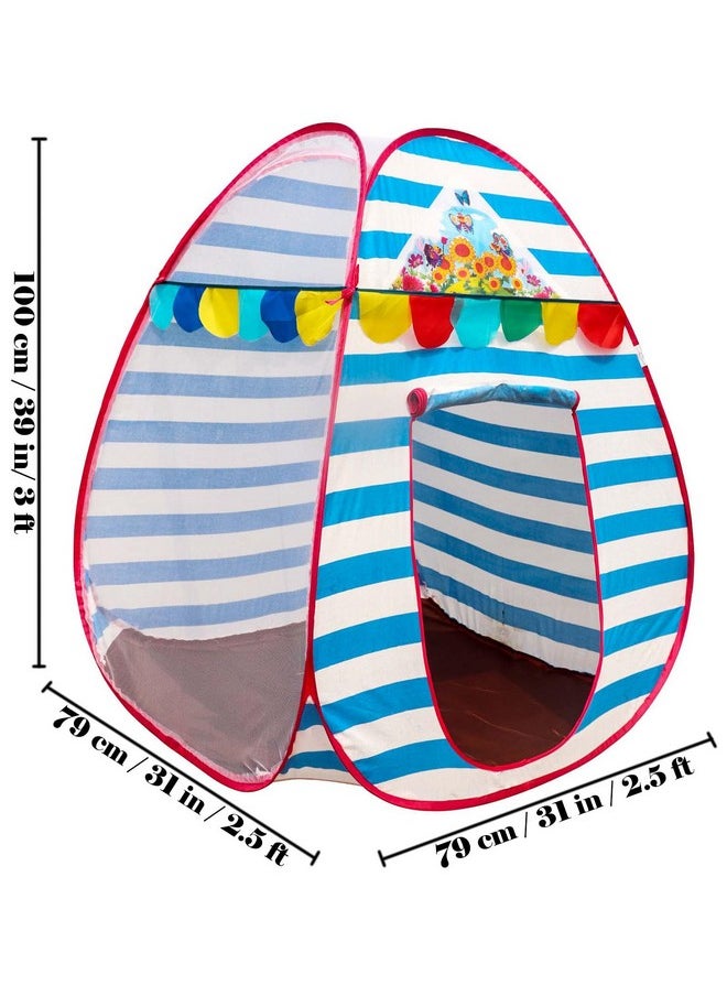 Homecute Igloo Type Foldable Popup Kid's Play Tent House (Small Size Blue-White)
