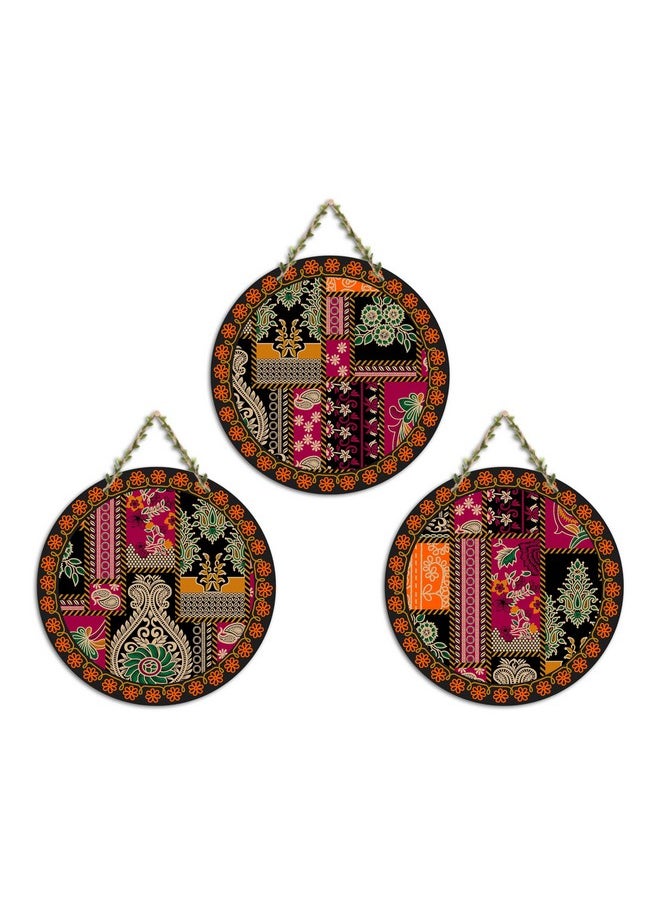 Artvibes Decorative Floral Art Wooden Wall Hanging Decoration Items for Home | Bedroom | Mdf Designer Artwork for Living Room | Ideal Gift | Stylish Modern Decor Item for Hall (WH_9906N) (Set of 3)