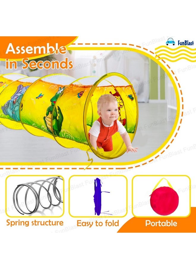 FunBlast Kids Pop up Indoor & Outdoor Tunnel for Toddlers, 6 Feet Long Foldable Tunnel Tent for Kids, Pop-Up Activity Toys for Kids - Multicolor