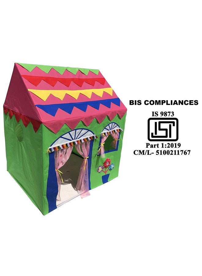 Homecute Hut Type Play Tent House for Kids Toys for 2-12 Years Old Boys & Girls, Jumbo Size Play Tent House for Boys and Girls (Green-Pink)