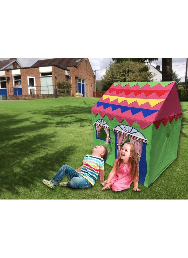 Homecute Hut Type Play Tent House for Kids Toys for 2-12 Years Old Boys & Girls, Jumbo Size Play Tent House for Boys and Girls (Green-Pink)