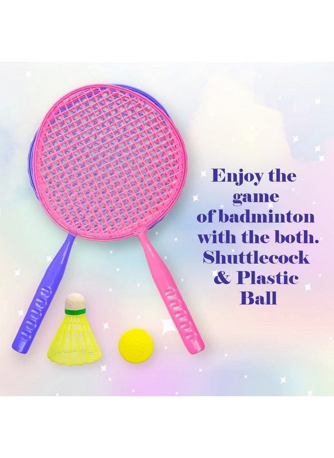 Ratna's Happy Time Tini Mini Badminton Set Plastic for Indoor & Outdoor Play for Kids & Adults (Assorted Colours)