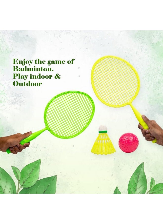 Ratna's Happy Time Tini Mini Badminton Set Plastic for Indoor & Outdoor Play for Kids & Adults (Assorted Colours)