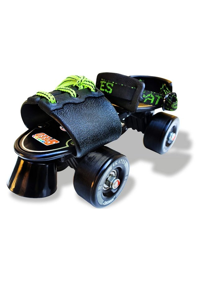 jaspo Unisex Tenacity Adjustable Senior Roller Skates Suitable For Age Group 6 To 14 Years (Black), Speed Wheel