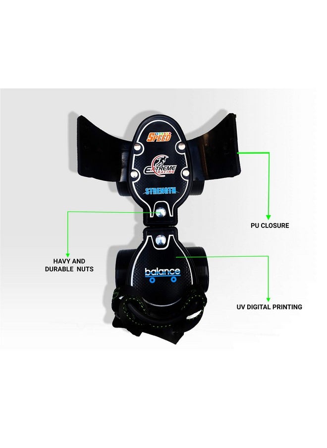 jaspo Unisex Tenacity Adjustable Senior Roller Skates Suitable For Age Group 6 To 14 Years (Black), Speed Wheel