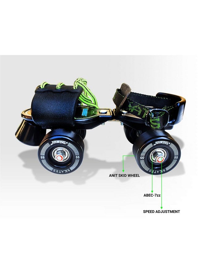 jaspo Unisex Tenacity Adjustable Senior Roller Skates Suitable For Age Group 6 To 14 Years (Black), Speed Wheel