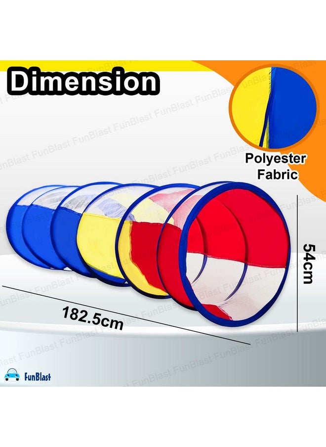 FunBlast Tunnel Tent for Kids,Foldable Outdoor Tunnel for Toddlers,6 Feet Long Tunnel Tent for Kids,Girls&Boys,Pop-Up Activity Toys ( Multicolor) (Single Tunnel), 1 Tent House Theme