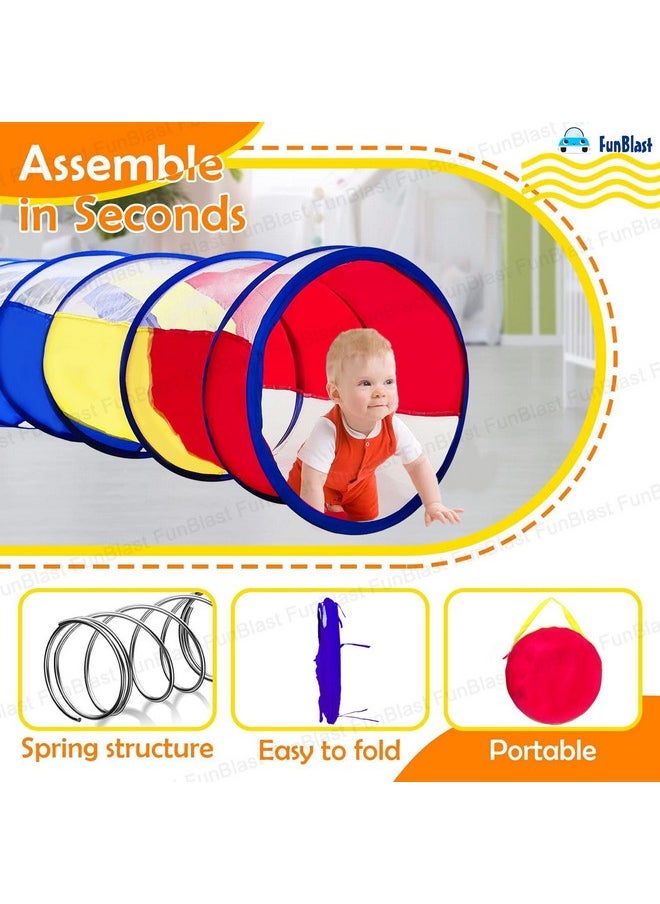 FunBlast Tunnel Tent for Kids,Foldable Outdoor Tunnel for Toddlers,6 Feet Long Tunnel Tent for Kids,Girls&Boys,Pop-Up Activity Toys ( Multicolor) (Single Tunnel), 1 Tent House Theme