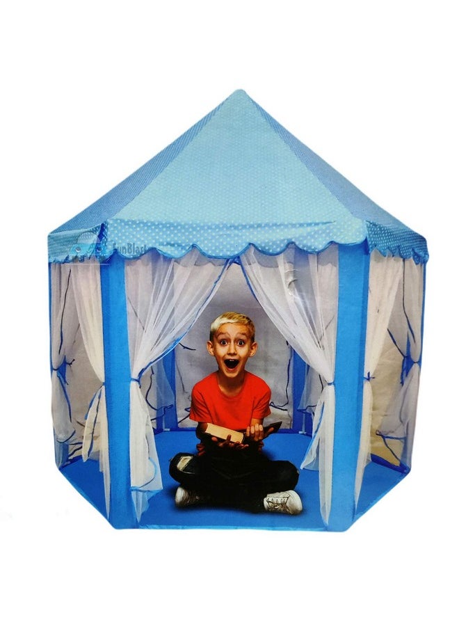 FunBlast Portable&Foldable Hexagon Polyester Tent House for Kids-Castle Playhouse Durable Tent for Children Indoor&Outdoor for 3+ Yrs Kids (Blue), Tent House Theme