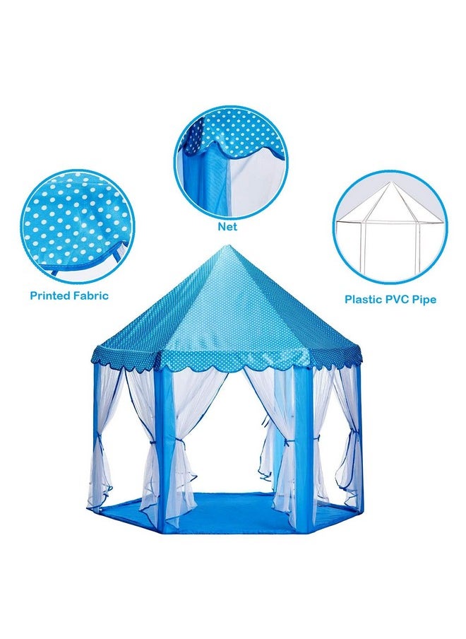 FunBlast Portable&Foldable Hexagon Polyester Tent House for Kids-Castle Playhouse Durable Tent for Children Indoor&Outdoor for 3+ Yrs Kids (Blue), Tent House Theme
