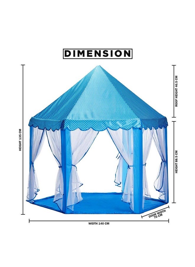 FunBlast Portable&Foldable Hexagon Polyester Tent House for Kids-Castle Playhouse Durable Tent for Children Indoor&Outdoor for 3+ Yrs Kids (Blue), Tent House Theme