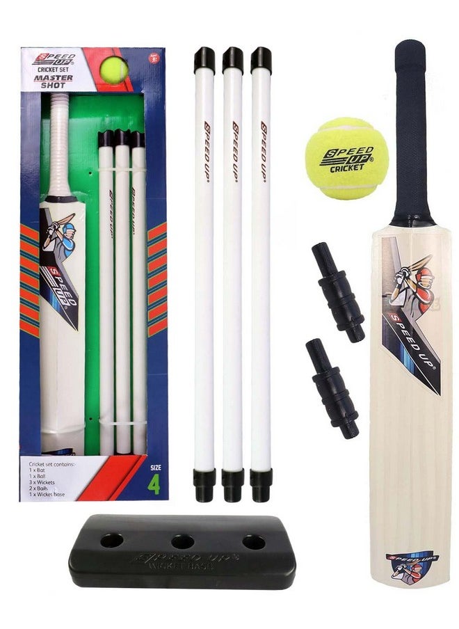 Toyshine Speed Up Master Shot Combo Box Cricket Kit For Kids (Bat Size: 4, 5-10 Yrs) Gift Sports Outdoor Toy Boys Girls Picnic (Box Pack)- Sstp, Multicolor