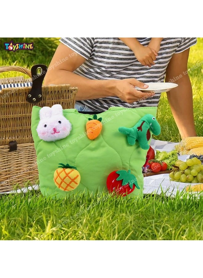 Toyshine Soft Plush Cartoon Tote Bag, Girls Handbag for Travel and Multi-Purpose for Bday Party Supplies - Green
