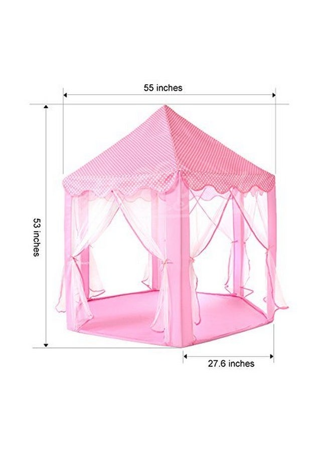 BabyGo Kids Prince Princess Castle Theme Play Tent with Mosquito Net Design for Kids (Pink) (140cm x 135cm x 70cm)