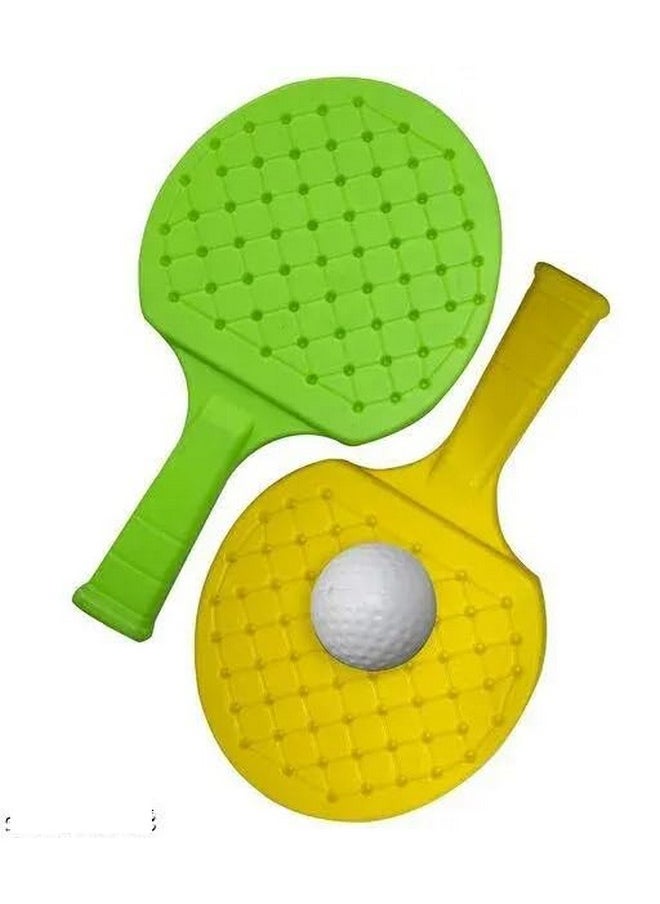 Toyshine Junior Portable Easy to Carry Lite Weight Plastic TT Racket Set Includes 2 Racquets and 2 Balls Tennis Toy Indoor & Outdoor Sports Equipment for Kids Birthday Gift - Multi