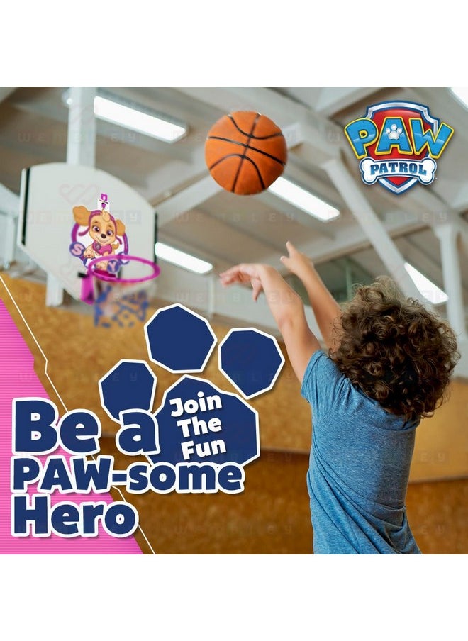 Wembley Paw Patrol Basket Ball for Kids Boys Girls Basketball Set with Deflated Ball, Hoop, Hanging Board & Pump Indoor Outdoor Games Birthday Gift for Children - Skye