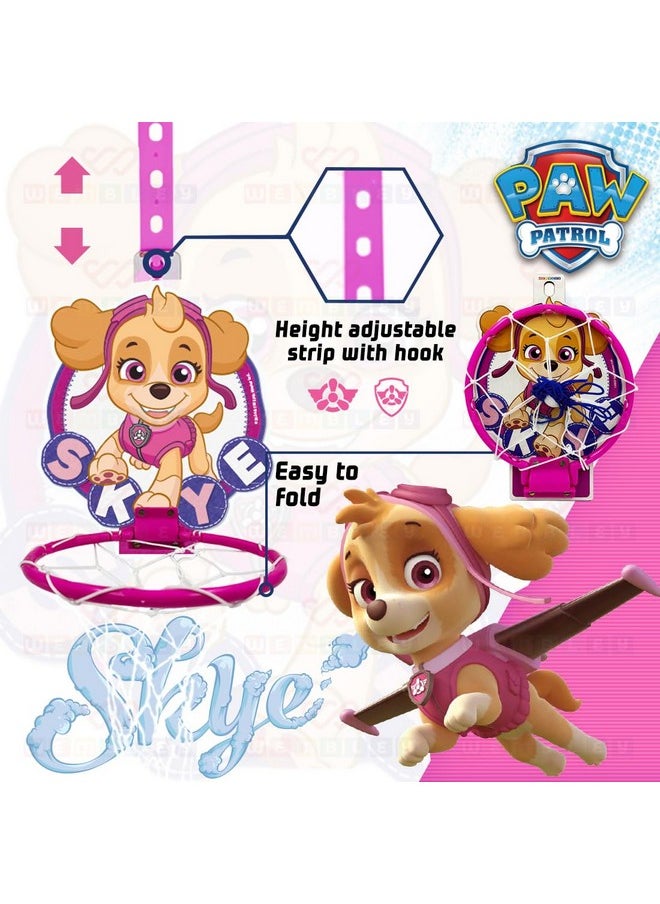 Wembley Paw Patrol Basket Ball for Kids Boys Girls Basketball Set with Deflated Ball, Hoop, Hanging Board & Pump Indoor Outdoor Games Birthday Gift for Children - Skye