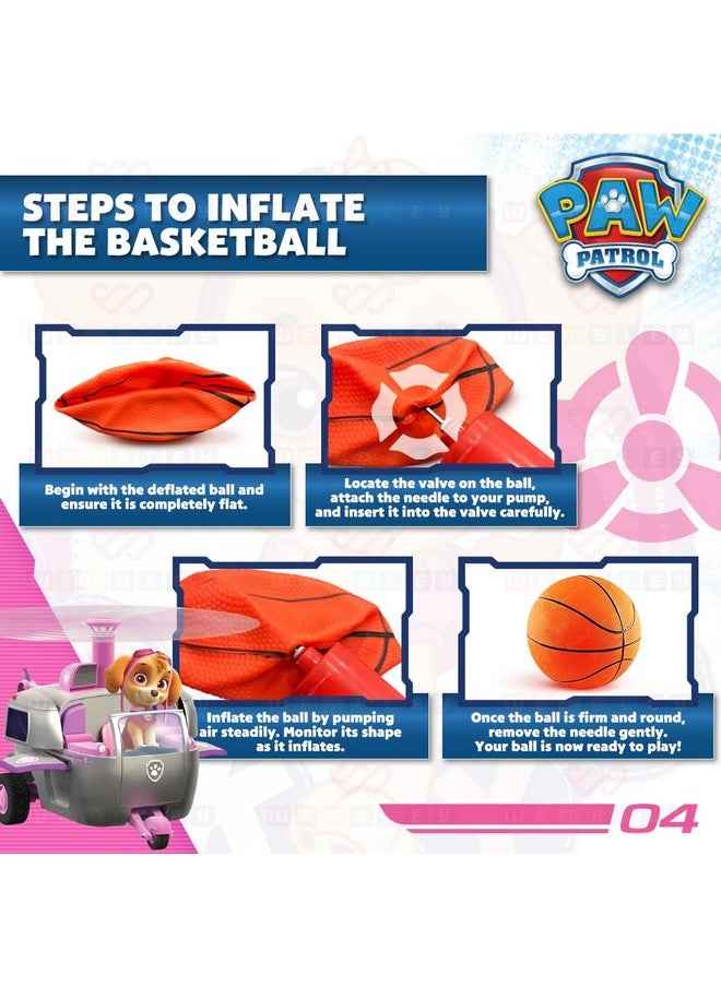Wembley Paw Patrol Basket Ball for Kids Boys Girls Basketball Set with Deflated Ball, Hoop, Hanging Board & Pump Indoor Outdoor Games Birthday Gift for Children - Skye