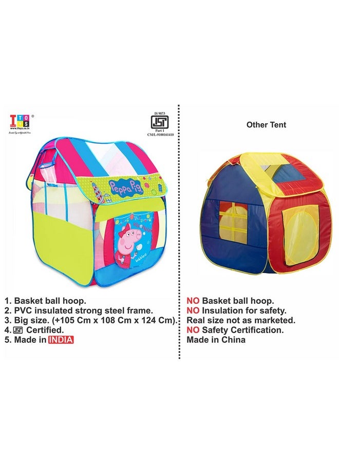 Itoys Peppa Pig Foldable Playhouse Tent For Kids- Big Pop-Up theme theme Play Tent For Toddler And Baby, Fill With Plastic Balls (Balls Not Included) (Peppa Pig Big Pop Up Tent, Multicolour)