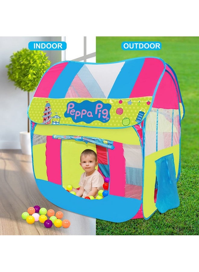 Itoys Peppa Pig Foldable Playhouse Tent For Kids- Big Pop-Up theme theme Play Tent For Toddler And Baby, Fill With Plastic Balls (Balls Not Included) (Peppa Pig Big Pop Up Tent, Multicolour)