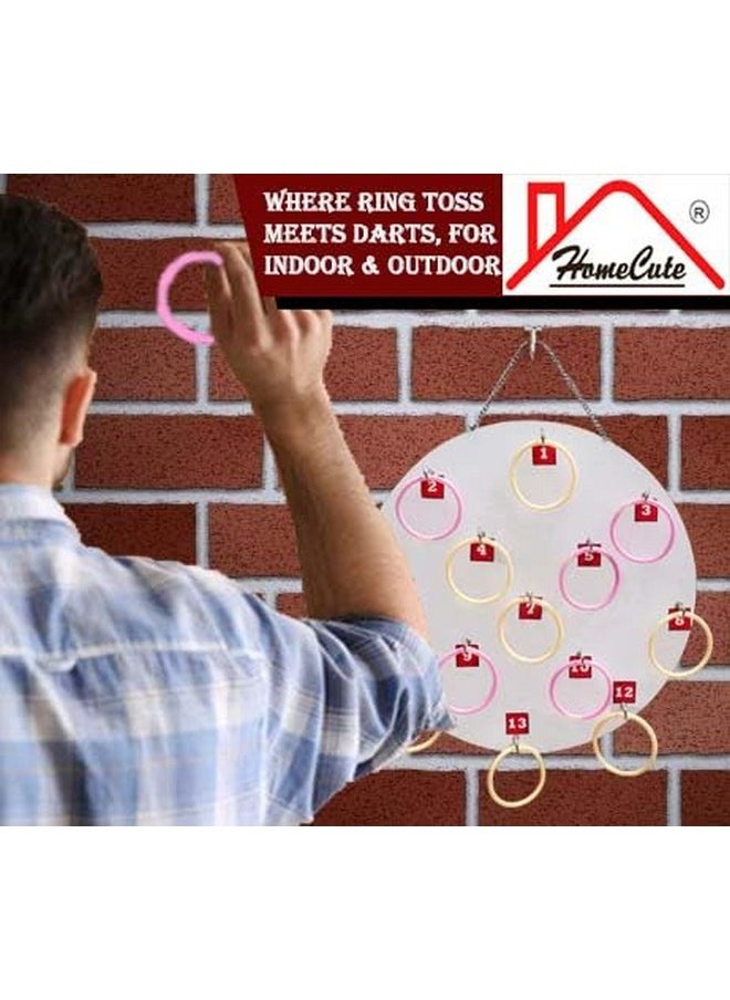 Homecute Wall Hanging Wooden Ring Toss Game, Hook Ring Toss Outdoor & Indoor Game for Kid’s, Adult, Family & Friends, Party Games, Unique Gifts for Boys and Girls.