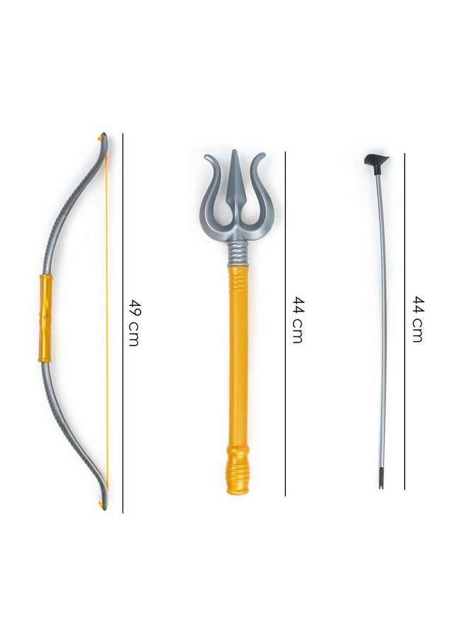Ratna's Shiva Bow and Arrow Set with Trishul & 3 Suction Cup Tip Arrows Target Game Plastic Toy Set for Kids