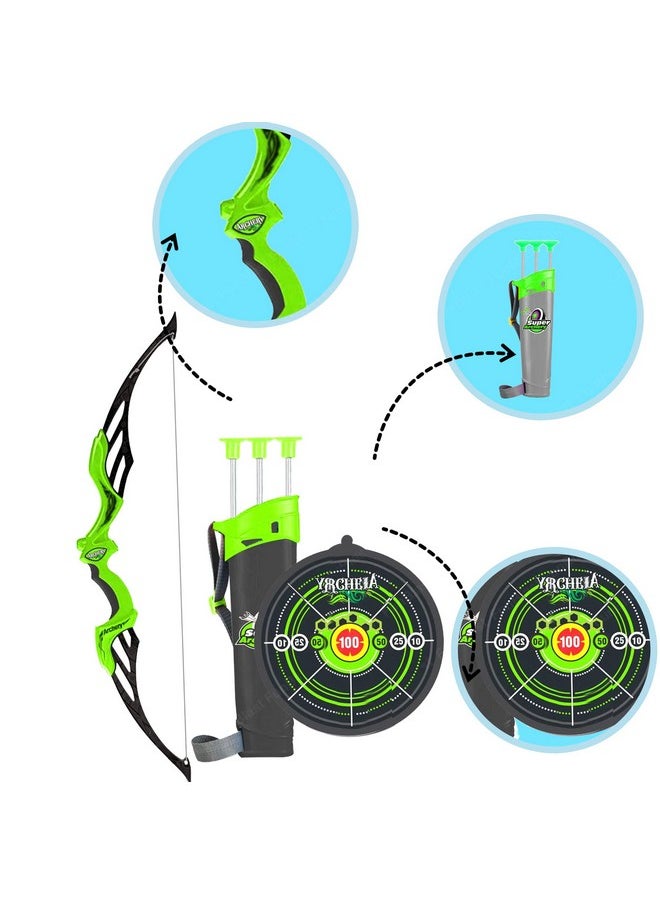 FunBlast Plastic Sports Archery Bow and Arrow Toy Set with Light-Up Feature and 3 Dart Target Board (Multicolor)