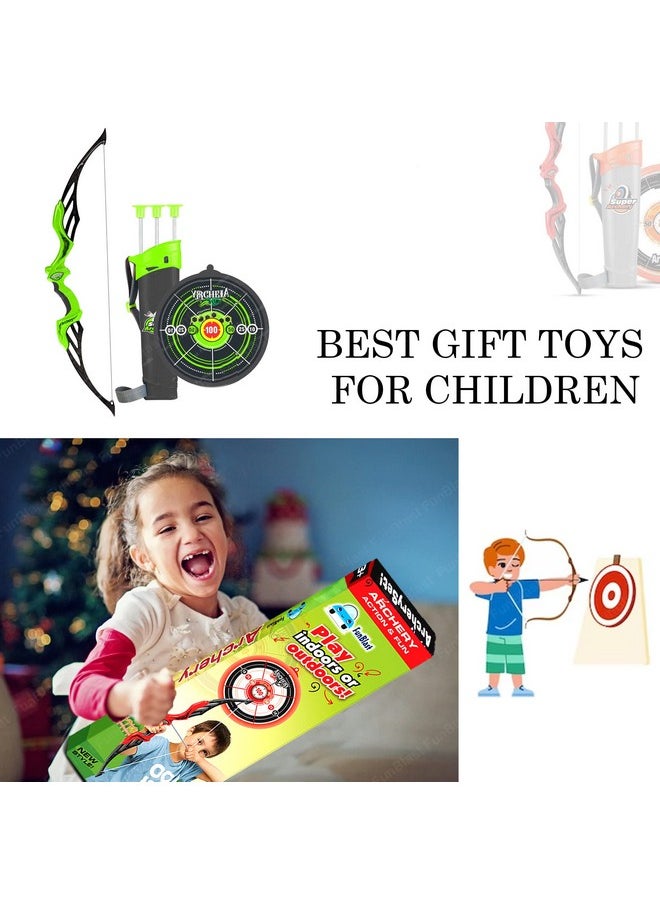FunBlast Plastic Sports Archery Bow and Arrow Toy Set with Light-Up Feature and 3 Dart Target Board (Multicolor)