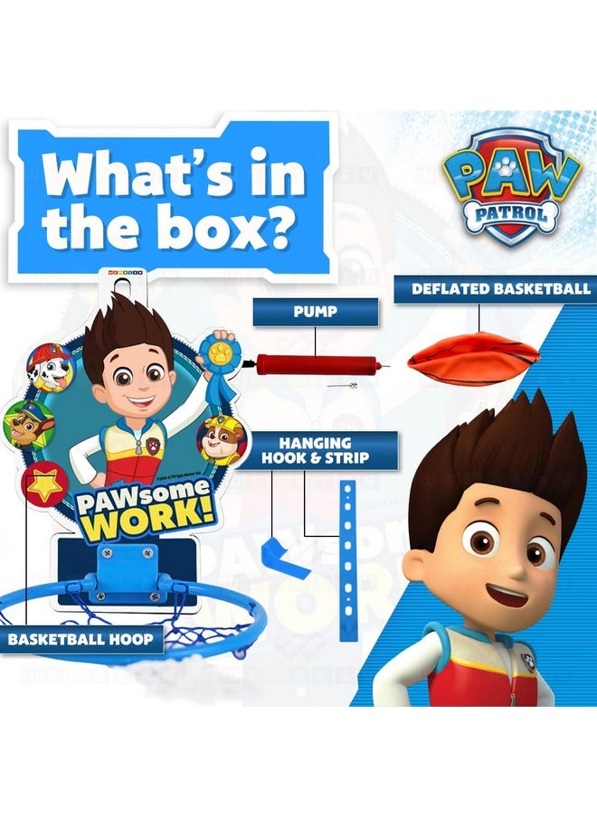 Wembley Paw Patrol Basket Ball for Kids Boys Girls Basketball Set with Deflated Ball, Hoop, Hanging Board & Pump Indoor Outdoor Games Birthday Gift for Children - Ryder