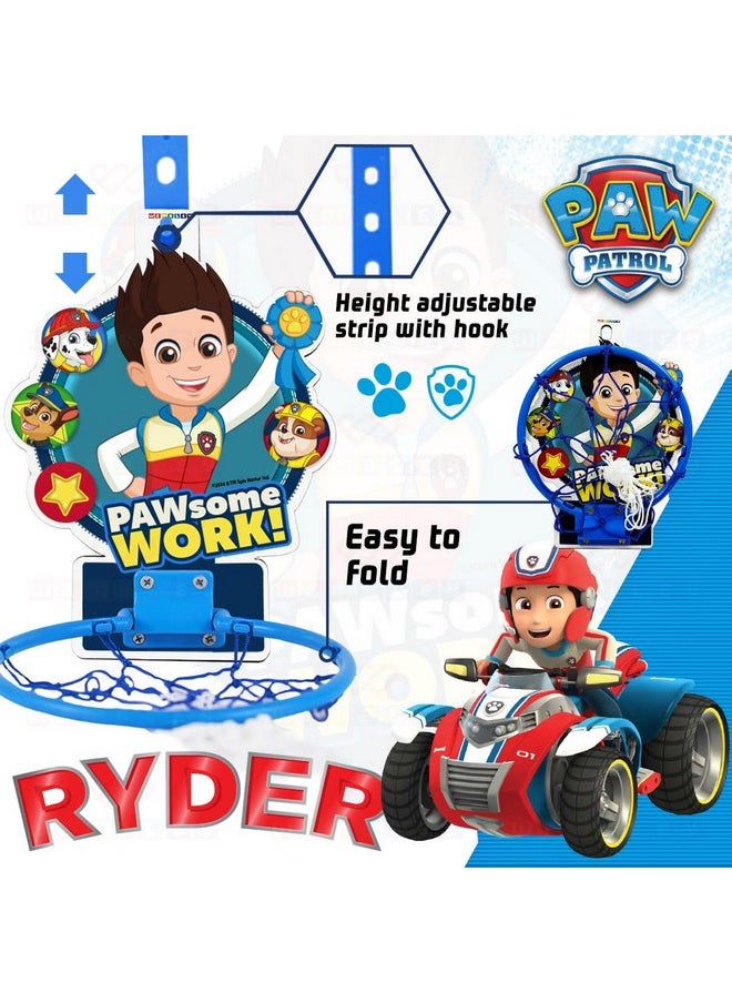 Wembley Paw Patrol Basket Ball for Kids Boys Girls Basketball Set with Deflated Ball, Hoop, Hanging Board & Pump Indoor Outdoor Games Birthday Gift for Children - Ryder