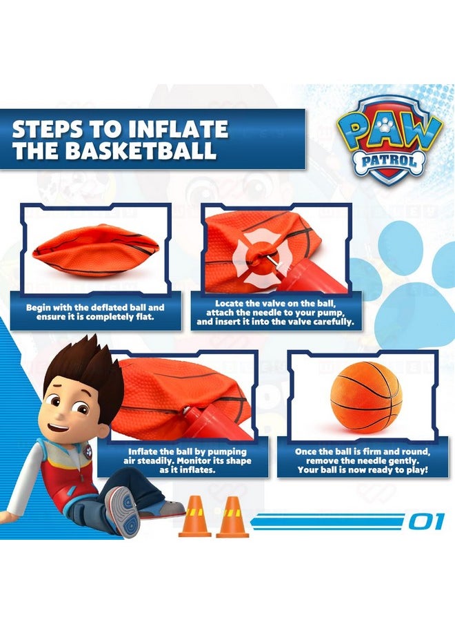 Wembley Paw Patrol Basket Ball for Kids Boys Girls Basketball Set with Deflated Ball, Hoop, Hanging Board & Pump Indoor Outdoor Games Birthday Gift for Children - Ryder