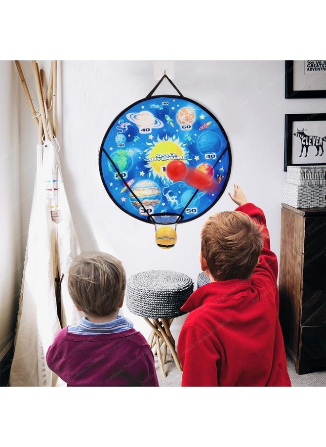 FunBlast 2 in 1 Sticky Target with Basket Ball for Kids - Space Theme Target Shooting Games, Indoor Outdoor Fun Games, Basketball Hoop for Kids, Toys for Kids