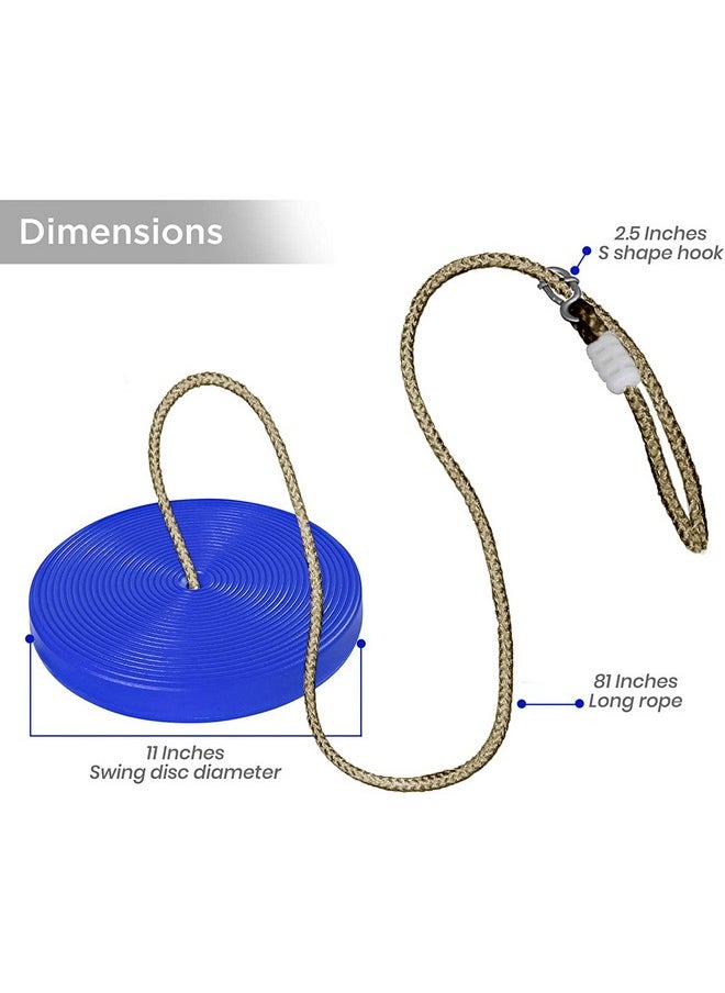 Toy Park Plastic Disc Swing Outdoor Indoor Hanging Plate Children Swing Disc Seat Kids Round Rope Playground Garden Play Activity with Height Adjustable (Blue)