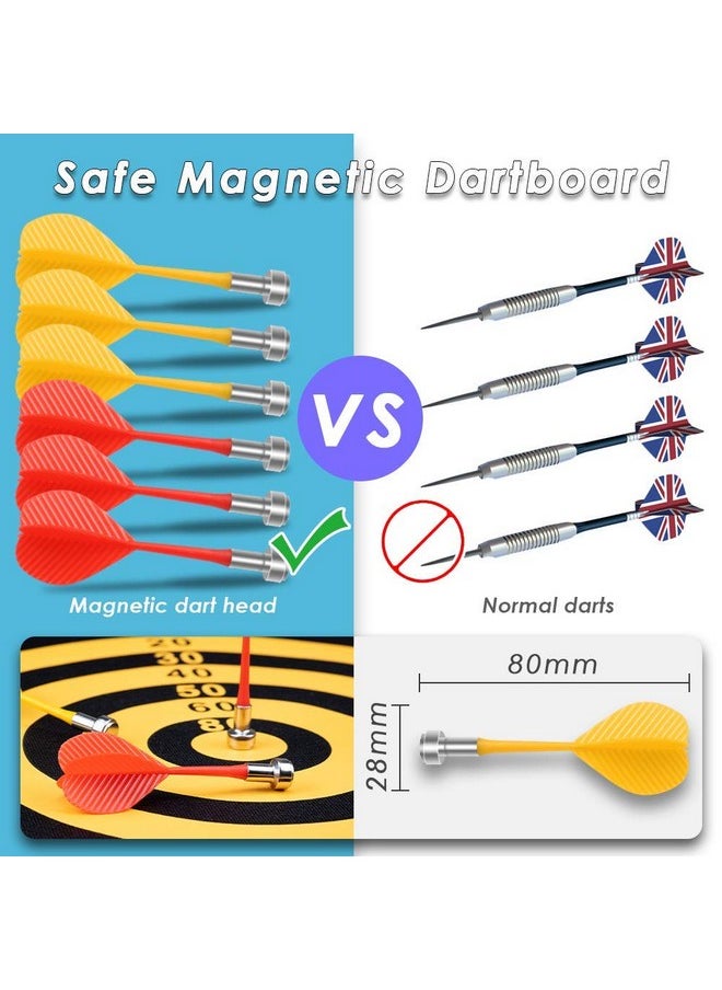 Toyshine Two Sided Magnetic Bullseye Dartboard Board Game Set, 17-Inch Dart Board, 6 Darts (SSTP)
