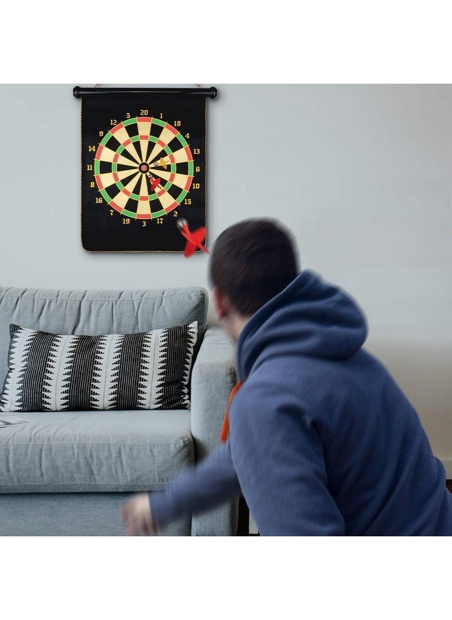 Toyshine Two Sided Magnetic Bullseye Dartboard Board Game Set, 17-Inch Dart Board, 6 Darts (SSTP)