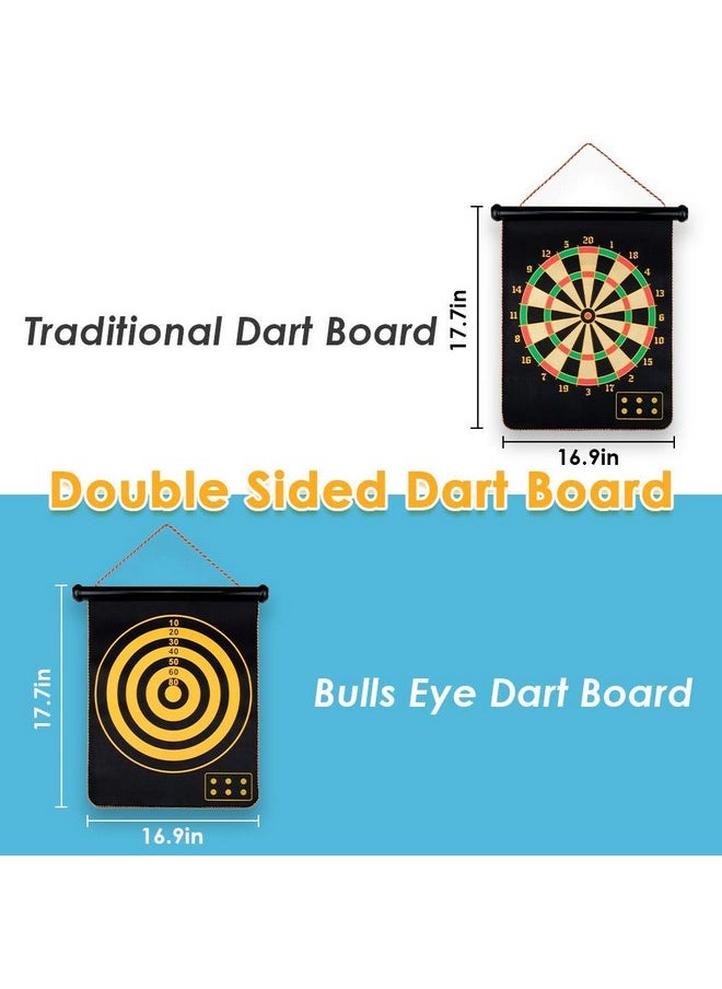 Toyshine Two Sided Magnetic Bullseye Dartboard Board Game Set, 17-Inch Dart Board, 6 Darts (SSTP)
