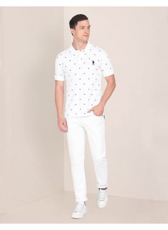 U.S. POLO ASSN. Mens Hs Polo Neck Regular Fit T-Shirts (Ustshf0119_White_2XL)