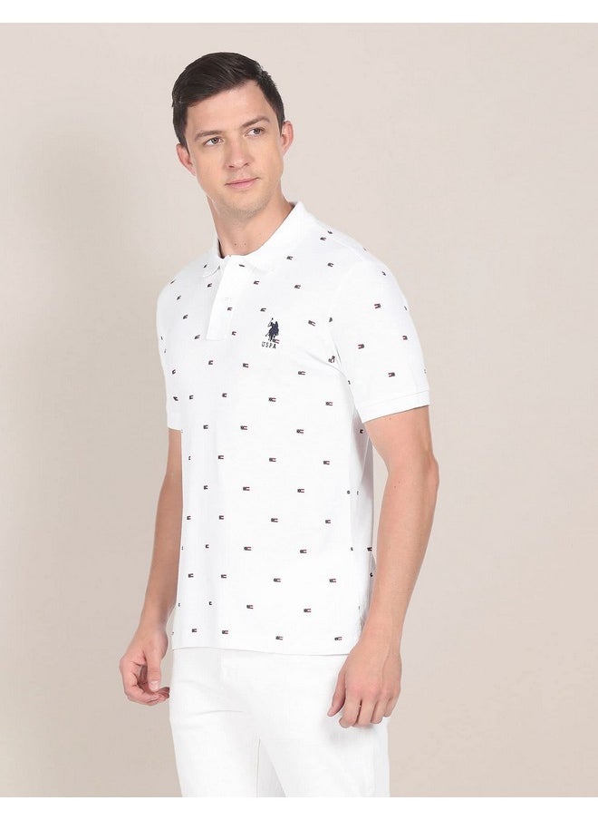 U.S. POLO ASSN. Mens Hs Polo Neck Regular Fit T-Shirts (Ustshf0119_White_2XL)