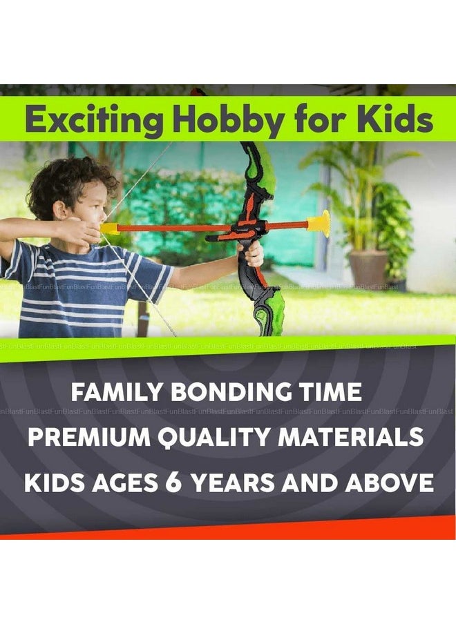 FunBlast Bow and Arrow Toy Set - Target Shooting Archery Toy Set, Real Action Shooting Bow and Arrow, Indoor and Outdoor Shooting Game, 1 Bow and 3 Arrow (A)