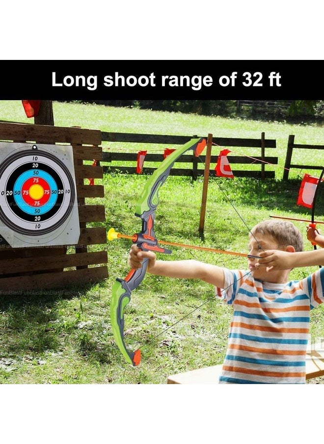 FunBlast Bow and Arrow Toy Set - Target Shooting Archery Toy Set, Real Action Shooting Bow and Arrow, Indoor and Outdoor Shooting Game, 1 Bow and 3 Arrow (A)