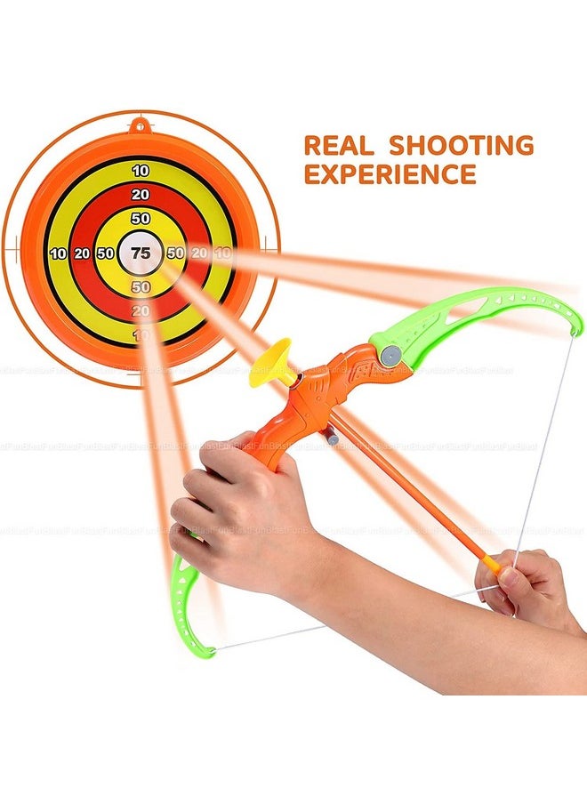 FunBlast Bow and Arrow Toy Set - Target Shooting Archery Toy Set, Real Action Shooting Bow and Arrow, Indoor and Outdoor Shooting Game, 1 Bow and 3 Arrow (A)