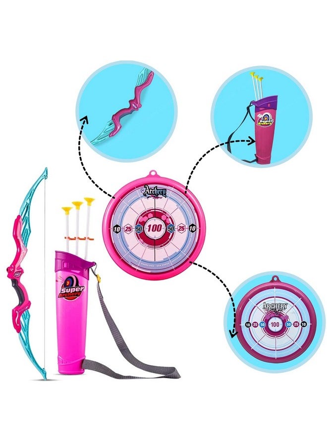 FunBlast Bow and Arrow Toy Set - Target Shooting Archery Toy Set, Real Action Shooting Bow and Arrow, Indoor and Outdoor Shooting Game, 1 Bow and 3 Arrow (B)