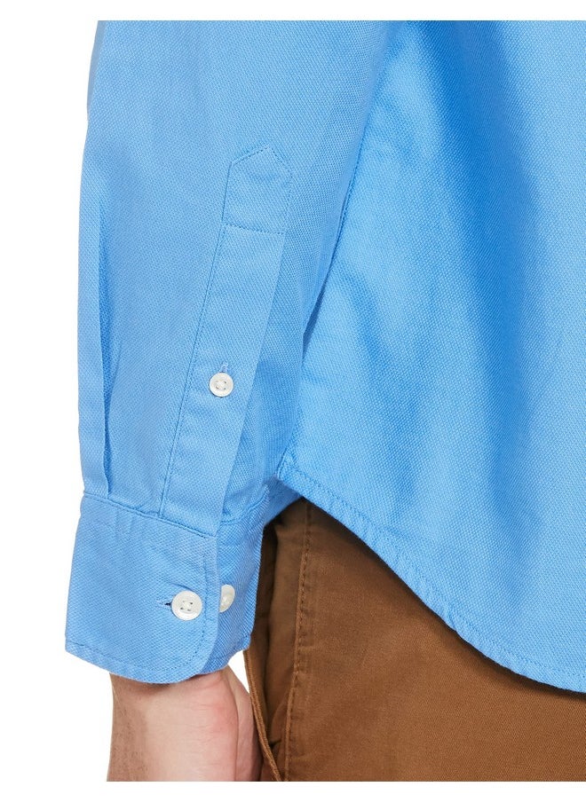 U.S. POLO ASSN. Mens Fs Solid Dobby Regular Fit Shirts (Usshtr0011_Blue_L)
